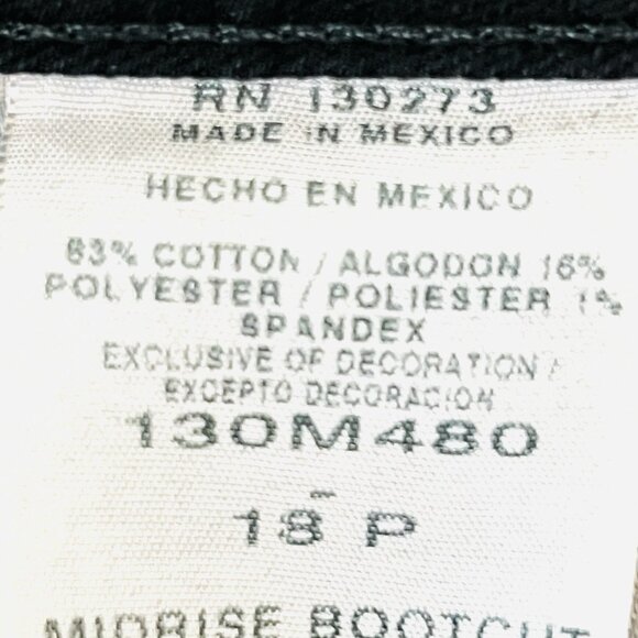Riders by Lee Women's Stretch Black Denim Jeans Size 18P Boot Cut Mid Rise - Picture 8 of 12
